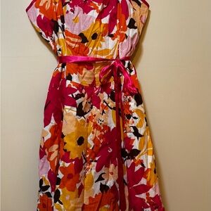 Red and Orange One Shoulder Tie Front Sundress for Wedding Guest